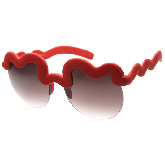 Squiggly Design Round Sunglasses