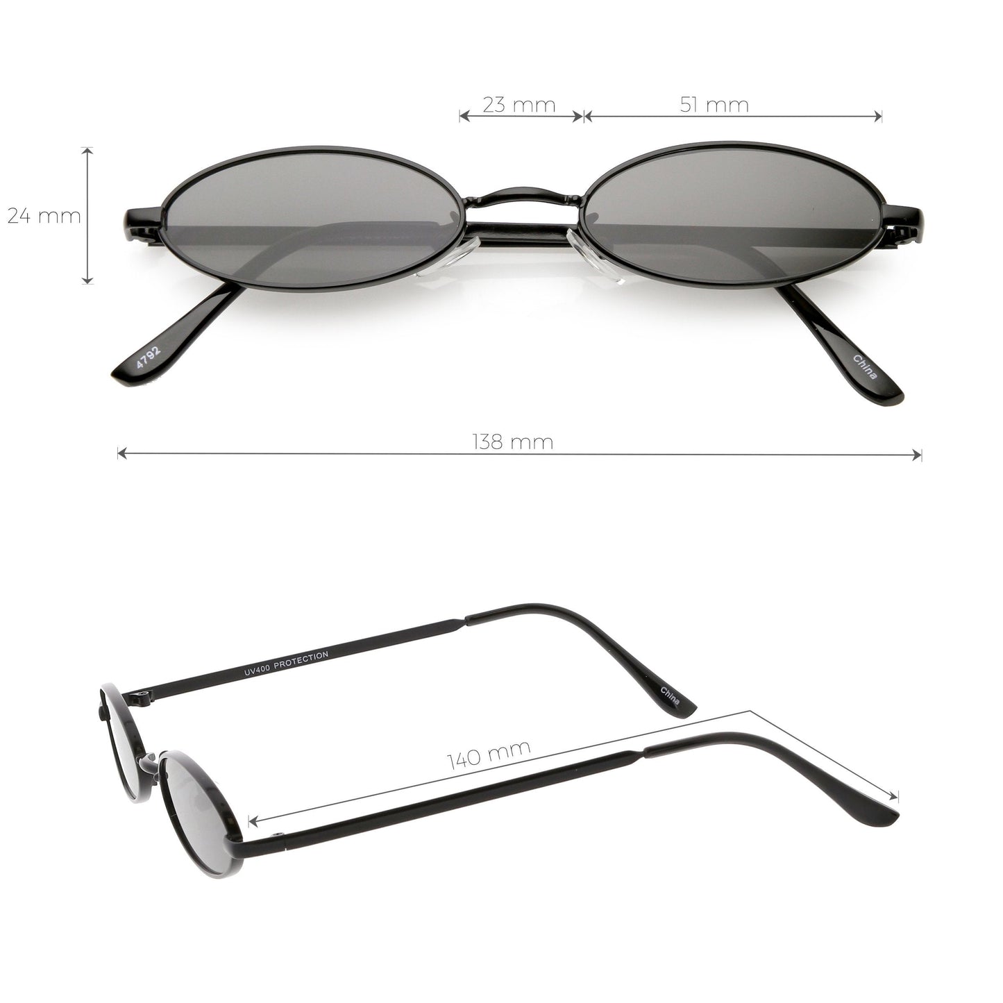 Retro 1990's Small Oval Metal Sunglasses