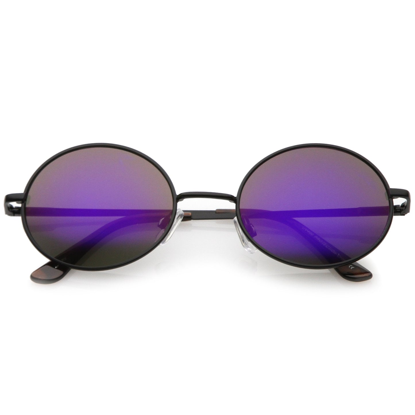 Retro Fashion Oval Mirrored Flat Lens Sunglasses
