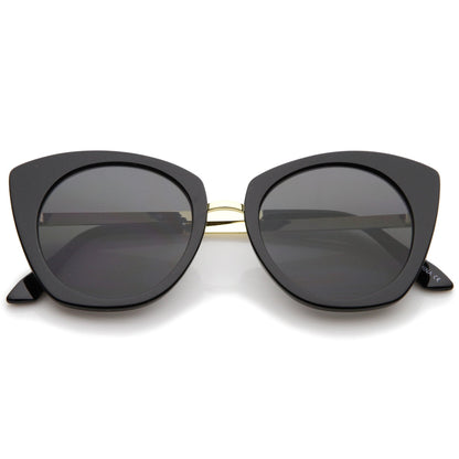Bold Round Metal Temple Cat Eye Sunglasses