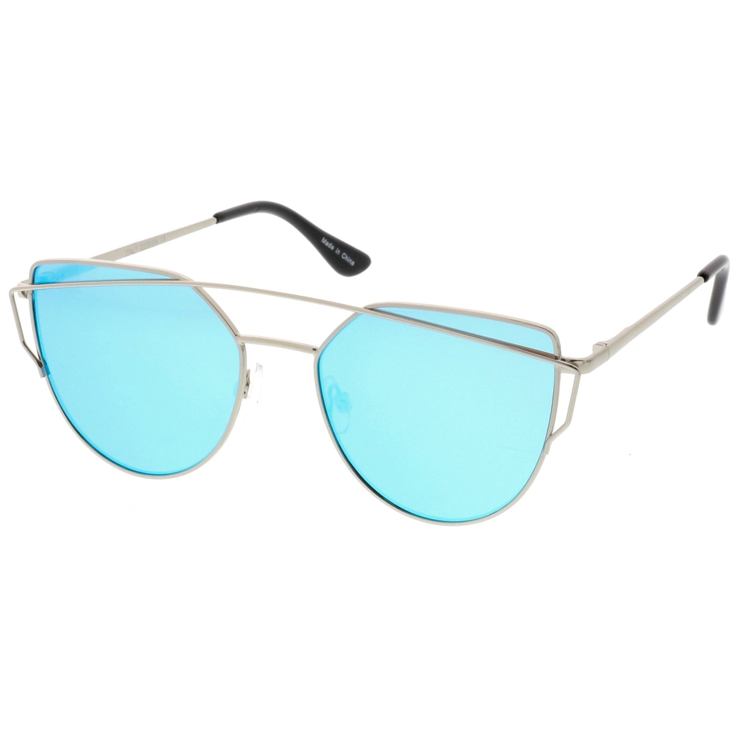 Oversize Laser Cut Cat Eye Mirrored Sunglasses