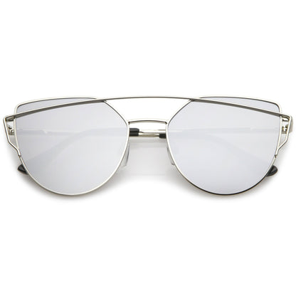 Oversize Laser Cut Cat Eye Mirrored Sunglasses