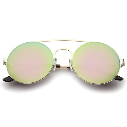 Modern Slim Round Mirrored Sunglasses