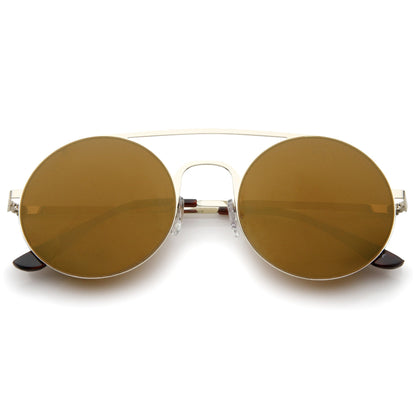 Modern Slim Round Mirrored Sunglasses