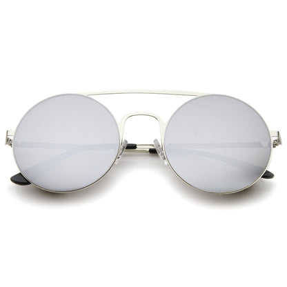 Modern Slim Round Mirrored Sunglasses