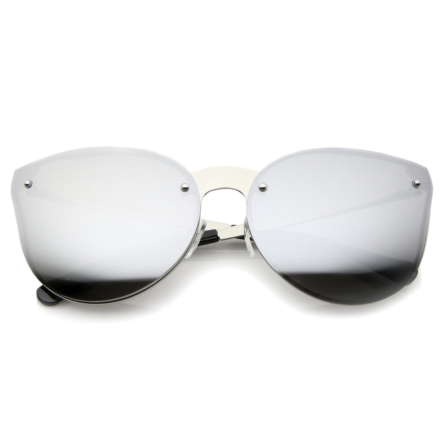 Rimless Cat Eye Shield Mirror Lens Sunglasses