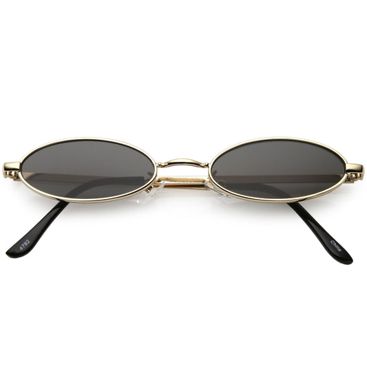Retro 1990's Small Oval Metal Sunglasses