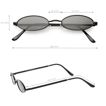Retro 1990's Small Oval Metal Sunglasses