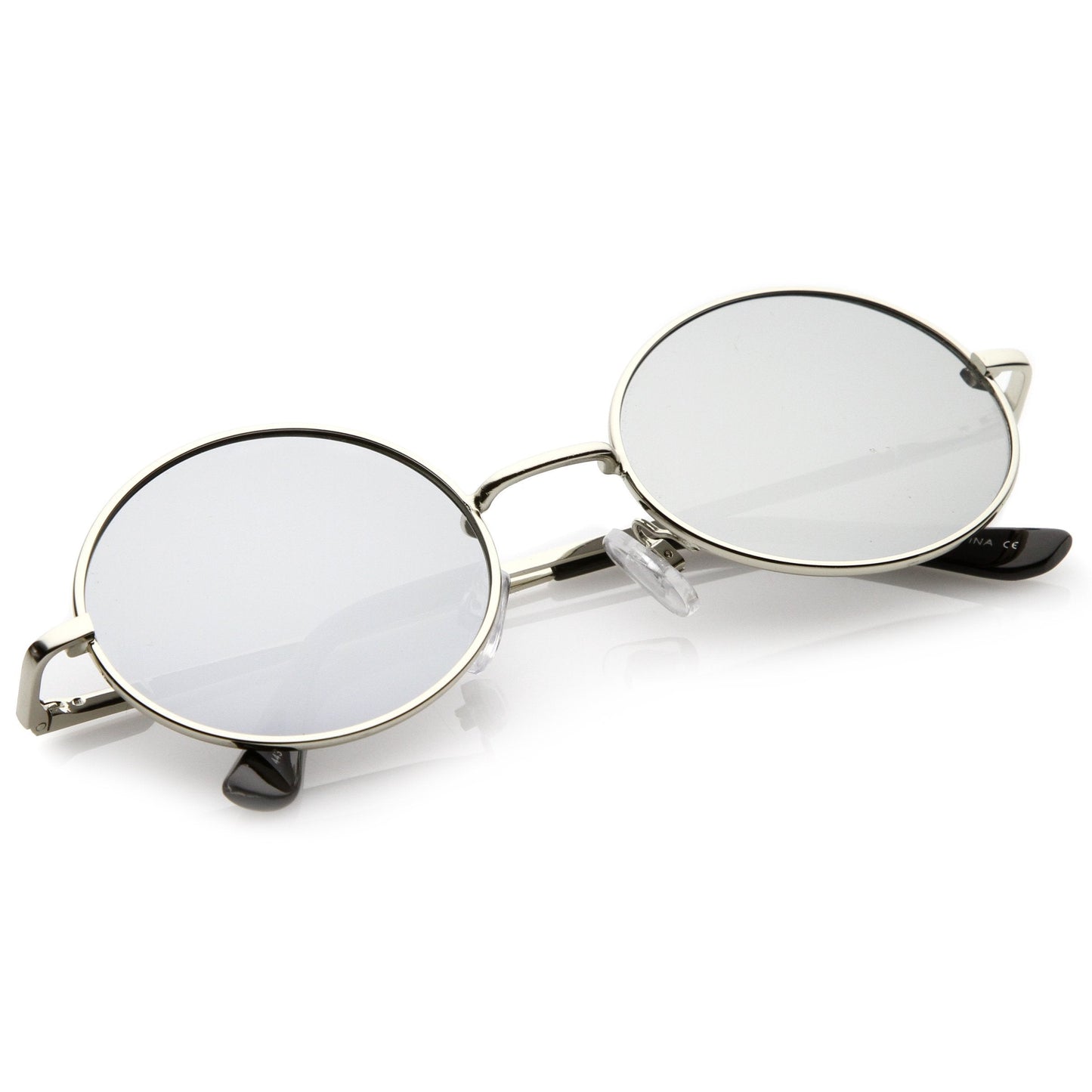 Retro Fashion Oval Mirrored Flat Lens Sunglasses