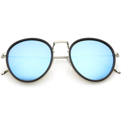 Modern Mirrored Flat Lens Aviator Sunglasses