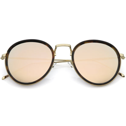 Modern Mirrored Flat Lens Aviator Sunglasses