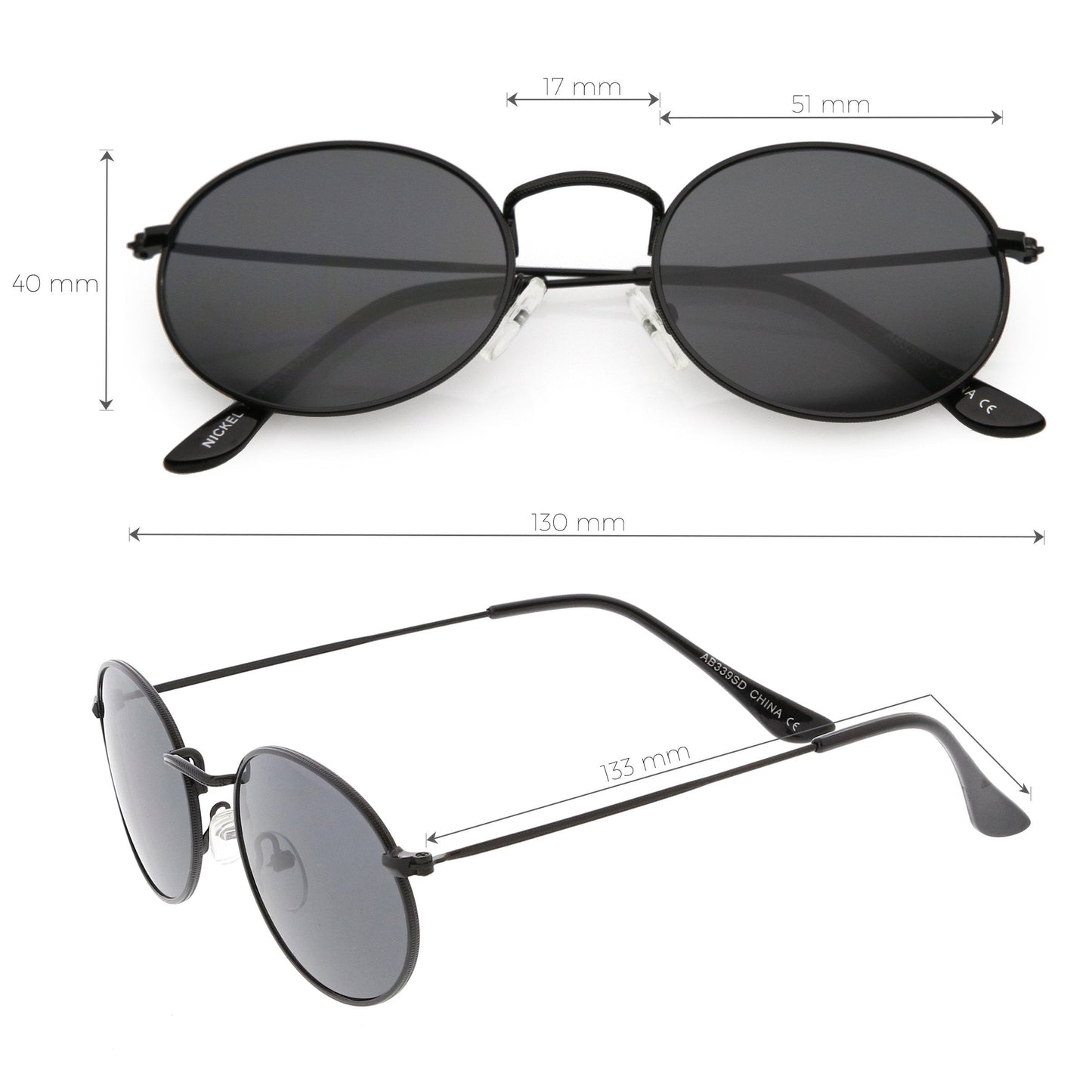 Small 1990's Round Oval Metal Sunglasses