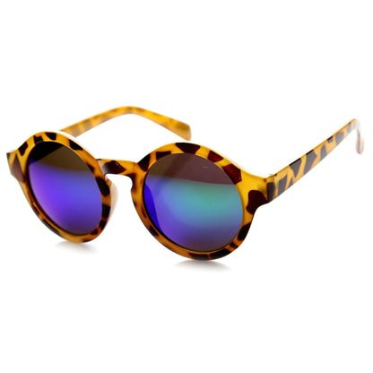 Retro Mirrored Lens Round Sunglasses