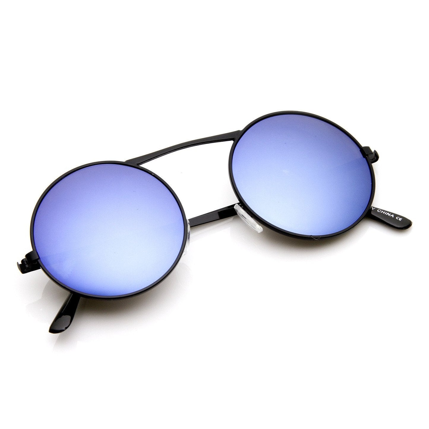Round Steampunk Mirrored Lens Sunglasses